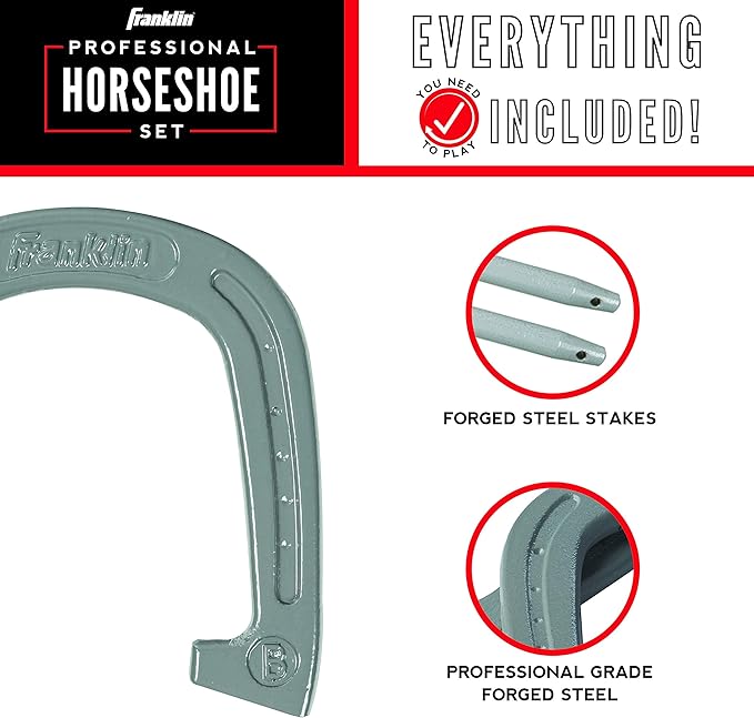 Franklin Sports Horseshoes Sets - Metal Horseshoe Game Sets for Adults + Kids - Official Weight