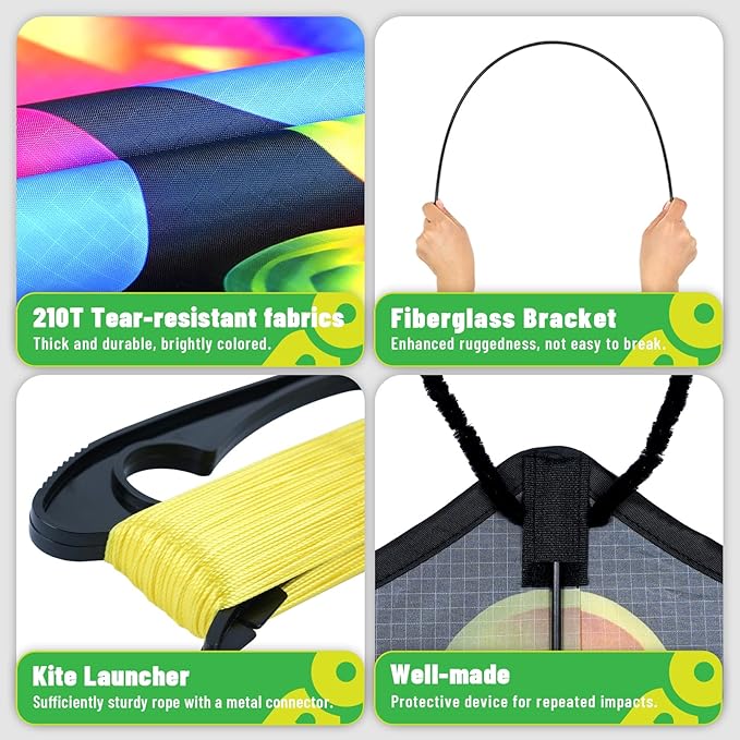 2 Pack Butterfly Kites, for Kids and Adults, Easy to Fly for Beginners, 55" x 27" with Vibrant