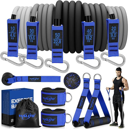 WALITO Resistance Bands Set - Exercise Bands with Handles, Door Anchor, Legs Ankle Straps, for