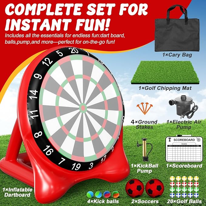 Inflatable Soccer Dart Board, Giant Kick Darts,Indoor Outdoor Lawn Yard Games for Kids Adults