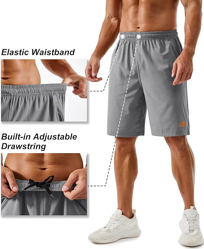TACVASEN Men's Running Athletic Shorts 9" Quick Dry Workout Gym Shorts Lightweight Summer Shorts 3