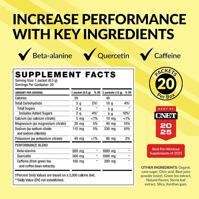 BODi Energize Pre Workout Powder - Beta-Alanine, Quercetin & Low-Dose Caffeine Formula for Enhanced