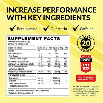 BODi Energize Pre Workout Powder - Beta-Alanine, Quercetin & Low-Dose Caffeine Formula for Enhanced