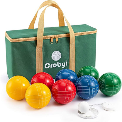 Bocce Balls Set, 90mm Regulation Size and Weight, Durable Beach/Yard/Lawn Game for Kids, Adults and