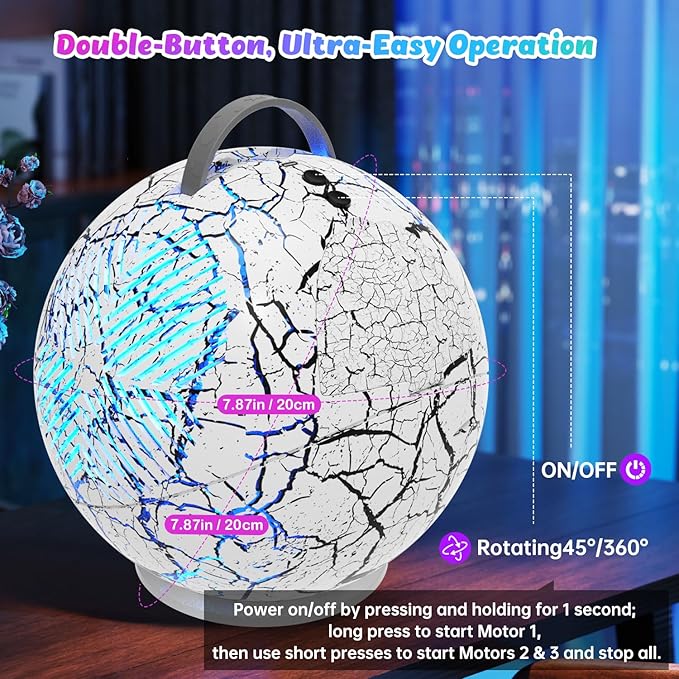 Bubble Machine for Kids Toddlers,45°/360° Rotatable Spherical Bubble Maker Toy with LED