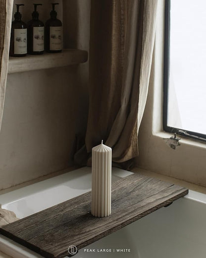 LAWA Ribbed Peak Pillar Candle - Large Beautiful Handmade Pillar Scented Soy Wax Candle Elegant