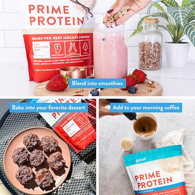 Equip Foods Prime Protein Powder | Clean, Grass Fed Beef Protein Powder | Carnivore Protein Isolate