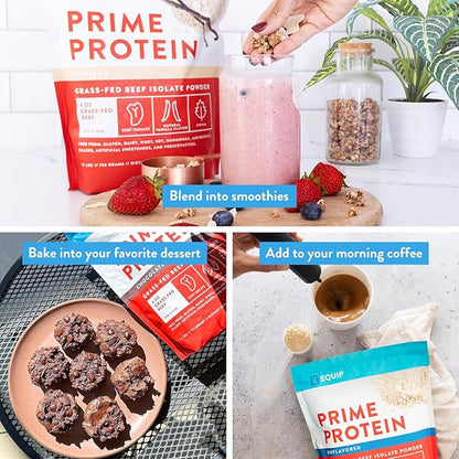 Equip Foods Prime Protein Powder | Clean, Grass Fed Beef Protein Powder | Carnivore Protein Isolate