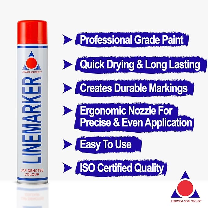 Line Marker, Grass and Road Spray Paint, Athletic Field Striping Paint Spray | Red 26 Fl Oz (Pack