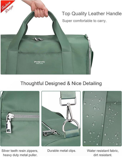Gym Bag for Women Girls with Shoe Compartment & Wet Pocket - Duffle Bag for Travel Sports Fitness