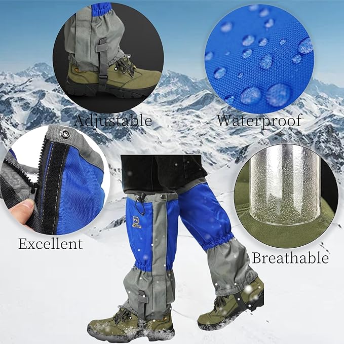 Adjustable Leg Gaiters,Snow Boot Guard Gators,Shoe Gaiters,Waterproof Hiking Gaiters for