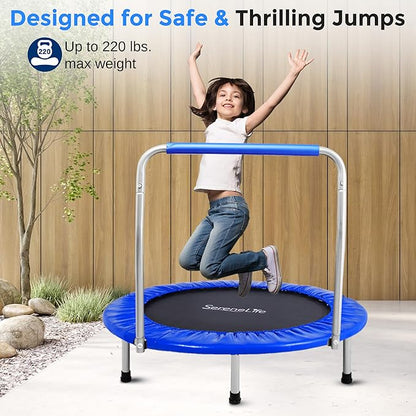 SereneLife 36/40" Foldable Mini Trampoline - Compact Fitness Trampoline for Kids Adults, Exercise
