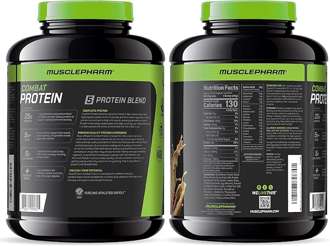 Muscle Pharm Combat Protein Powder, Horchata Flavor, Fuels Muscles for Productive Workouts, 5
