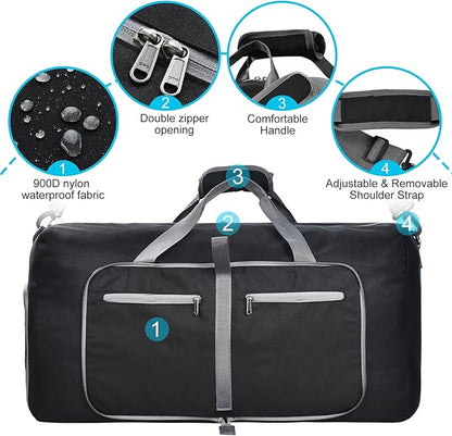 Felipe Varela Duffle Bag with Shoes Compartment and Adjustable Strap,Foldable Travel Duffel Bags