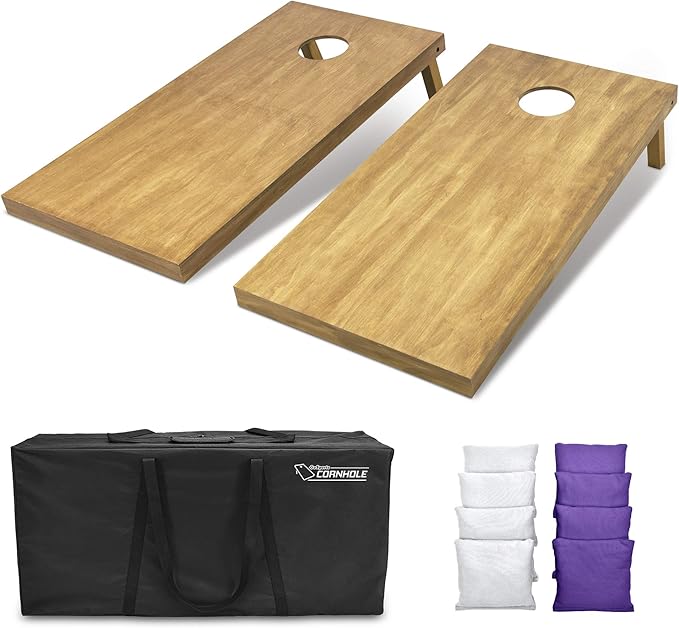 GoSports 4 ft x 2 ft Regulation Size Wooden Cornhole Boards Set - Includes Carrying Case - Full