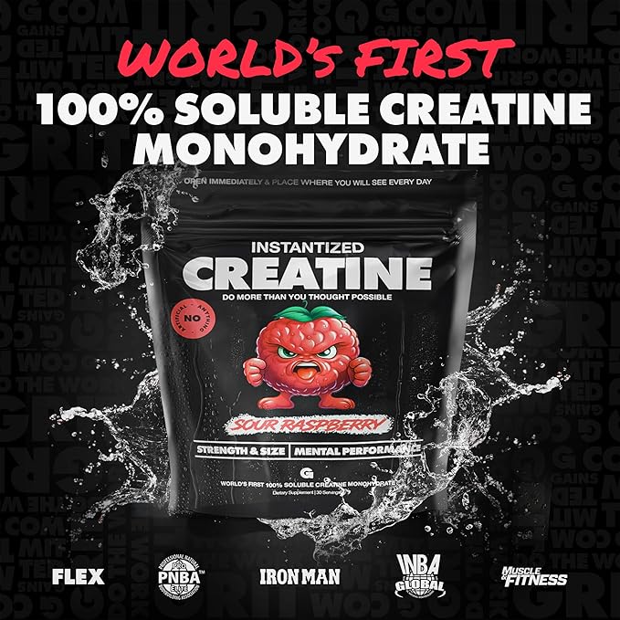 Gains in Bulk Instantized Creatine Monohydrate for Women and Men, Soluble Pre Workout Powder