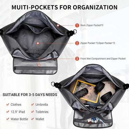 WITZMAN Travel Duffle Bags for Men Weekender Bags with Toiletry Bag Sets Carry On Overnight Bag 55L