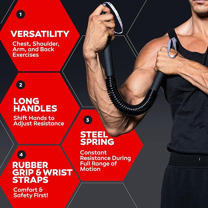 Python Power Twister Bar - Upper Body Exercise for Chest, Shoulder, Forearm, Bicep and Arm
