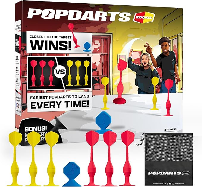 Popdarts Game Rookie Pack – Beginner-Friendly Suction Cup Dart Game for Kids, Families, and New