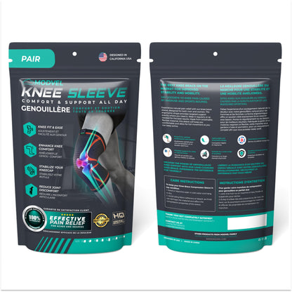 Modvel Compression Knee Brace for Women & Men - 2 Pack Knee Brace for Women Running Knee Pain, Knee