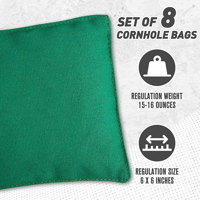 Cornhole Bags Set of 8 Regulation Corn Hole Bean Bags for Cornhole Game, Professional Weather