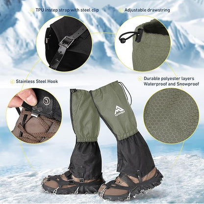 Gaiters for Hiking ??Waterproof and Breathable Leg Gaiters for Women and Men Boots, Adjustable