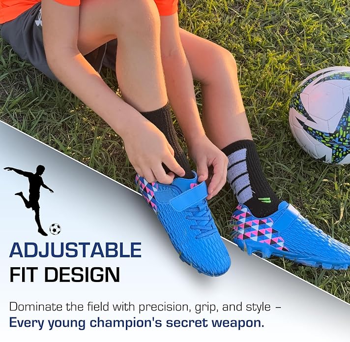 Soccer Cleats for Kids & Youth | Lightweight Football Shoes for Firm Ground | Durable Girls & Boys