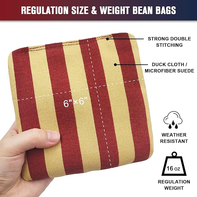 JIMTERRY Professional Cornhole Bags Set of 8 Dual Sided Corn Holes Bags Double Sided Regulation