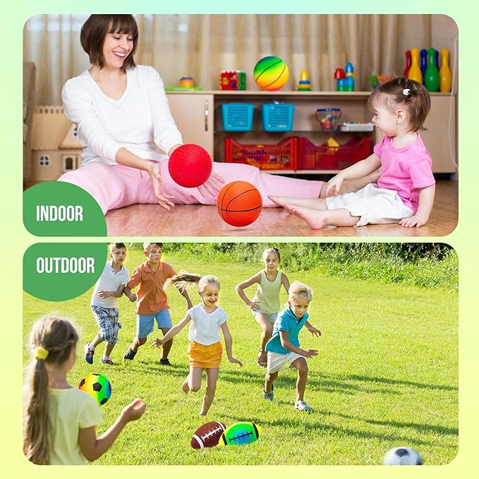 Balls for Toddlers Kids - 7 Pack 5" Small Playground Balls Soft Rubber - Indoor Outdoor Toddler