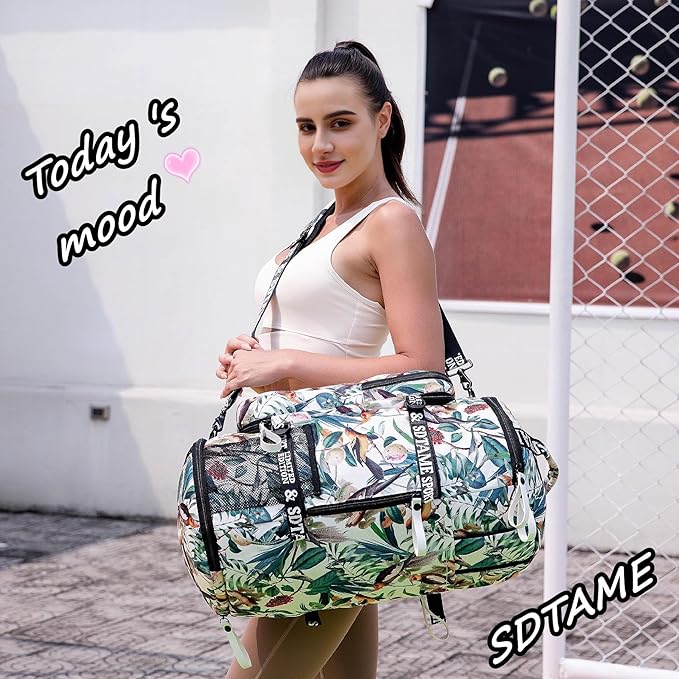 Gym Duffle Bag Backpack with Shoe Compartment,4 ways Travel Backpack for Women and