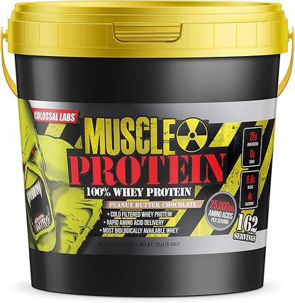 Muscle Protein Whey Powder [12 lbs/Pack of 1]??Cold Filtered, 25g Pure Protein, 6.6g BCAAs
