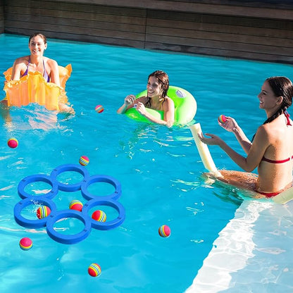 Hiboom Pool Game with Score, Combo Foam Pool Floats with 10 Colorful Tossing Balls, Toss Game