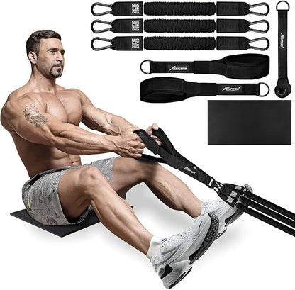 HPYGN Rowing Resistance Bands, Best Replacement for Rowing Machine, Home Gym Workout Equipment for