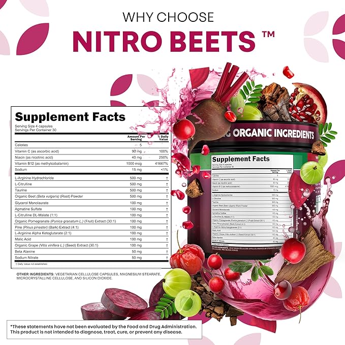 Clean Nutra Organic Beet Root Capsules L Arginine L Citrulline Pine Bark Nitric Oxide Beetroot
