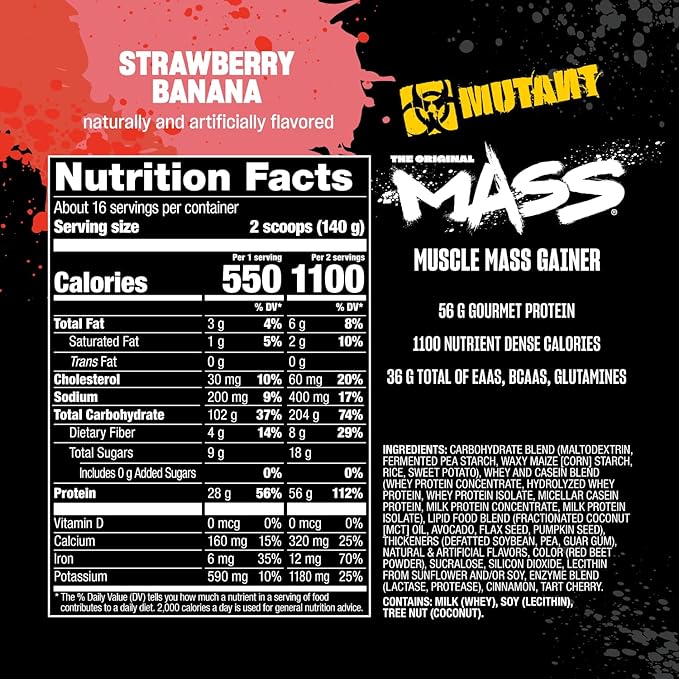 Mutant Mass | Weight Mass Gainer Protein Powder - high Calorie Protein Powder for Mass gain