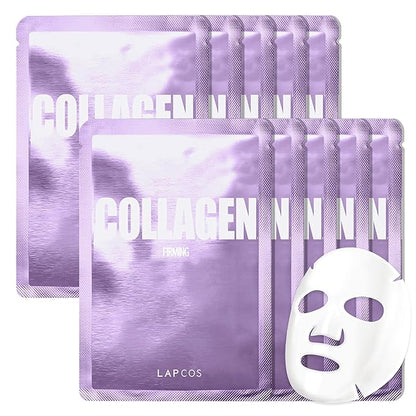 LAPCOS Collagen Sheet Mask, Firming Daily Face Mask with Collagen Peptides for Anti-Aging, Helps to