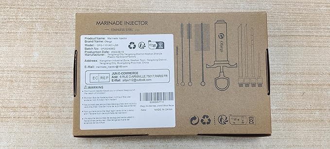 Stainless Steel Meat Injector Syringe Kit with 4 Marinade Needles for BBQ Grill Smoker, 2-oz Large