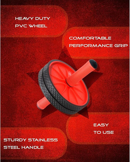 WOD Nation Ab Roller - Black & Red, Modern Core Fitness Equipment for Home Gym & Travel - Ab Wheel