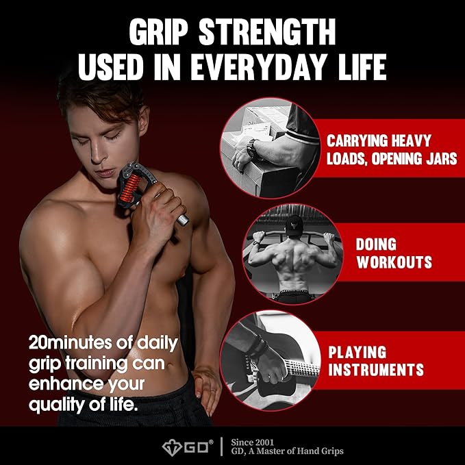 GD IRON GRIP Grip Strength Trainer Adjustable Hand Gripper Strengthener Hand Grip Exerciser Wrist