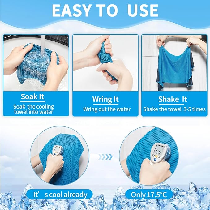 Honoson Cooling Towel Bulk - Neck & Face Cool Chilly Towels Microfiber Breathable Sport Sweat Rag