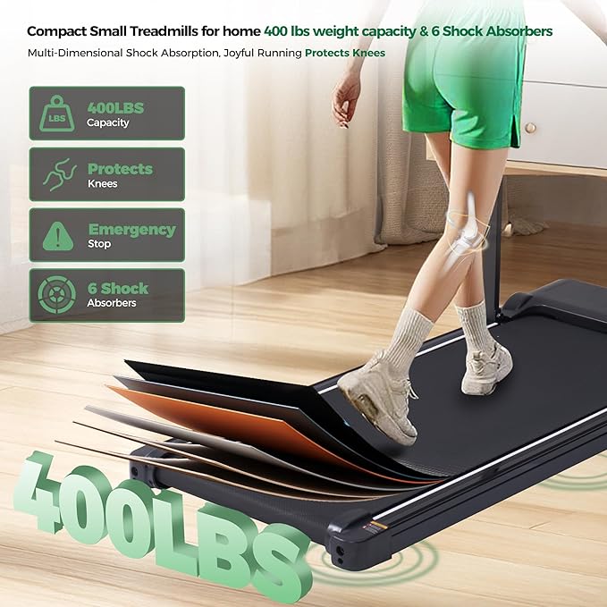 Walking Pad with Handle Bar, Folding Treadmill with Handles for Home Small Spaces, Compact Walking