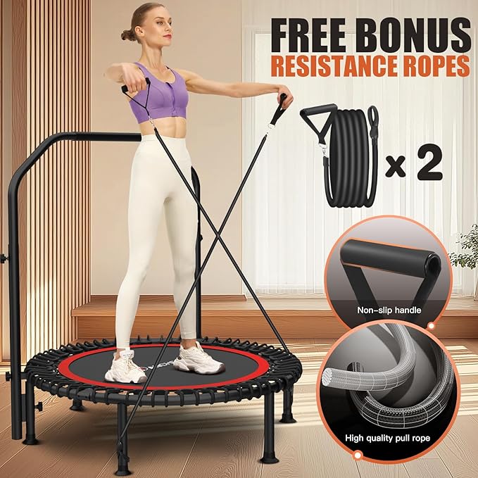 Bungee Rebounder Trampoline,ANCHEER 40" Foldable Fitness Trampoline with 4-Level Adjustable