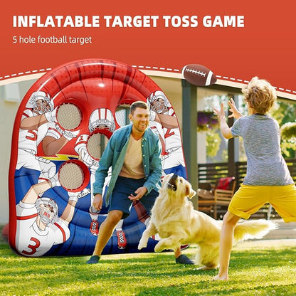 6Ft Football Target Toss Game - Inflatable Football Throwing Target Toy for Kids - Carnival Party
