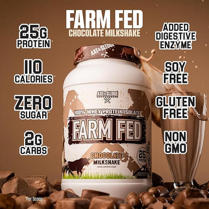 Axe & Sledge Farm Fed 100% Whey Protein Isolate | 25g Protein | Low Carb, Low Sugar, Gluten Free |