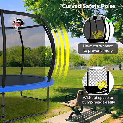 12 14 15 16FT Outdoor Trampolines for Kids and Adults, Pumpkin Trampolin with Curved Poles
