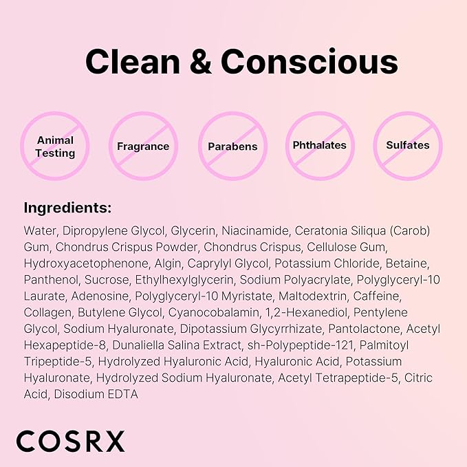 COSRX Pink Peptides Collagen Lifting Glow Hydrogel Face Masks Skincare 3 EA, Collagen Face Mask