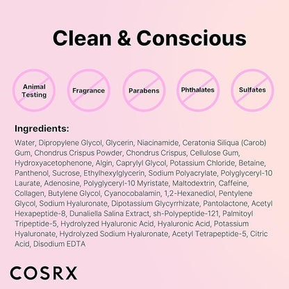 COSRX Pink Peptides Collagen Lifting Glow Hydrogel Face Masks Skincare 3 EA, Collagen Face Mask