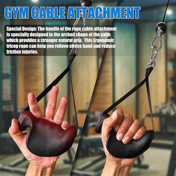 Ergonomic Tricep Rope Pulldown Attachments, Upgraded 27 32 40 & 47 Inch Extra Long Triceps Rope