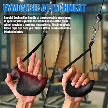 Ergonomic Tricep Rope Pulldown Attachments, Upgraded 27 32 40 & 47 Inch Extra Long Triceps Rope