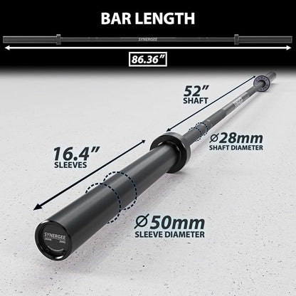 Synergee Games 15kg and 20kg Colored Ceramic Coated Barbells. Rated 1500lbs for Weightlifting and